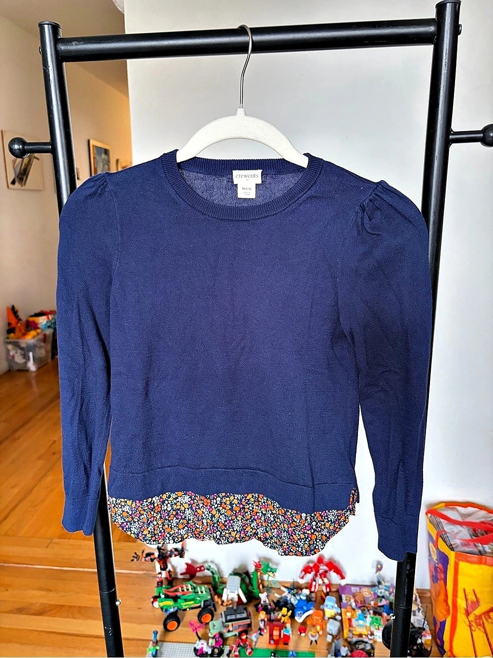 crewcuts Floral Hem Sweater in Blue Size Medium